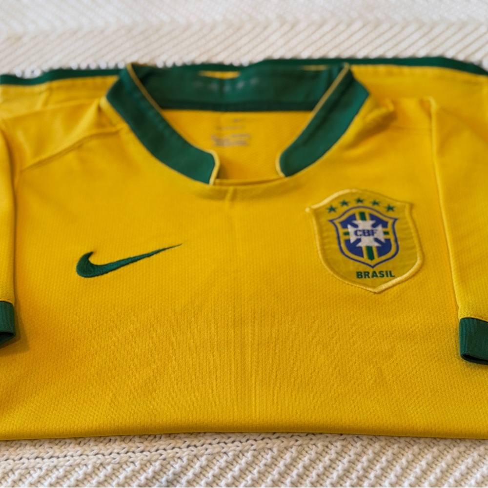Nike Kids Brazil Soccer Jersey - Yellow with Green Accents - Picture 2 of 6